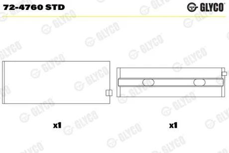 Вкладыши коренные MB Glyco 72-4760 STD