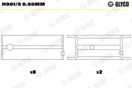 Комплект вкладышей двигателя Glyco H901/5 0.50MM (фото 1)