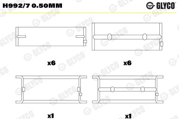 Вкладыши коренные 0.50 Glyco H992/7 0.50MM (фото 1)
