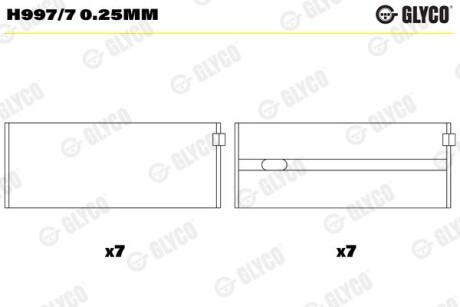 Комплект вкладышей двигателя Glyco H997/7 0.25MM