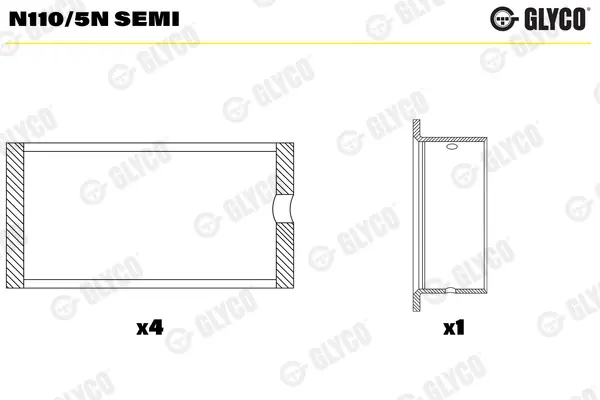 Підшипник ковзання Glyco N110/5N SEMI (фото 1)