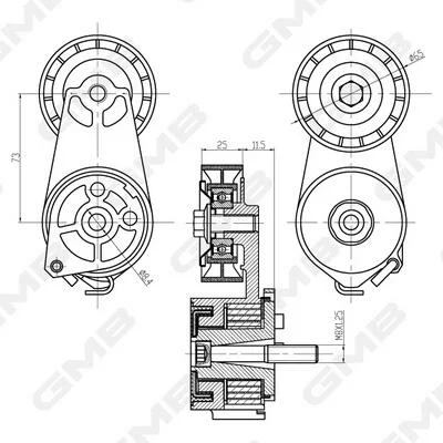 Ролик натяжной ремня генератора Fiat 500/Bravo/Doblo/Punto/Stilo/Grande Punto (1 GMB GAT20640 (фото 1)