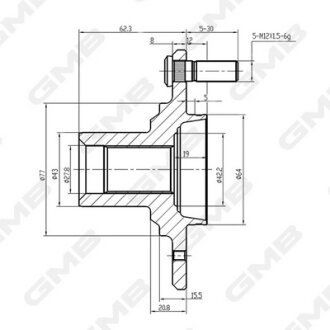 Ступица колеса переднего Honda Civic 06-/11- GMB GH10300