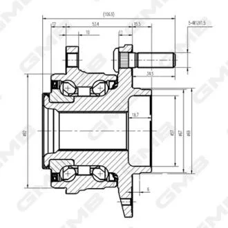 Ступиця колеса переднього Hyundai i30/i40/ix35/ix55/Santa Fe II/III/Sonata YF/Tucson/Kia Optima/Sorento II/Sportage GMB GH34870