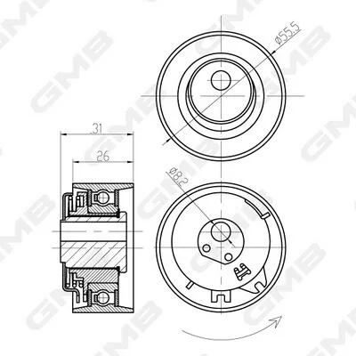 Натяжной ролик GMB GTB0480 (фото 1)