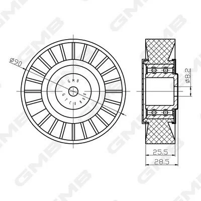 Ролік ременя ГРМ VW Golf II/III/ Passat B3/B4/ Vento/ Audi 80/100 (1.6/1.8/2.0 gasoline (EZ, RP, 2E, ADY, AGG) GMB GTC0800 (фото 1)