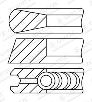 Кольца поршневые (1cyl) VOLVO/RVI D11C330/370/410 DXI11 123.00 (3.5-2.5-3) GOETZE 08-438800-10