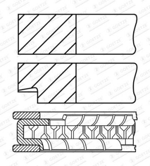 Кольца поршневые GOETZE 08-452200-00
