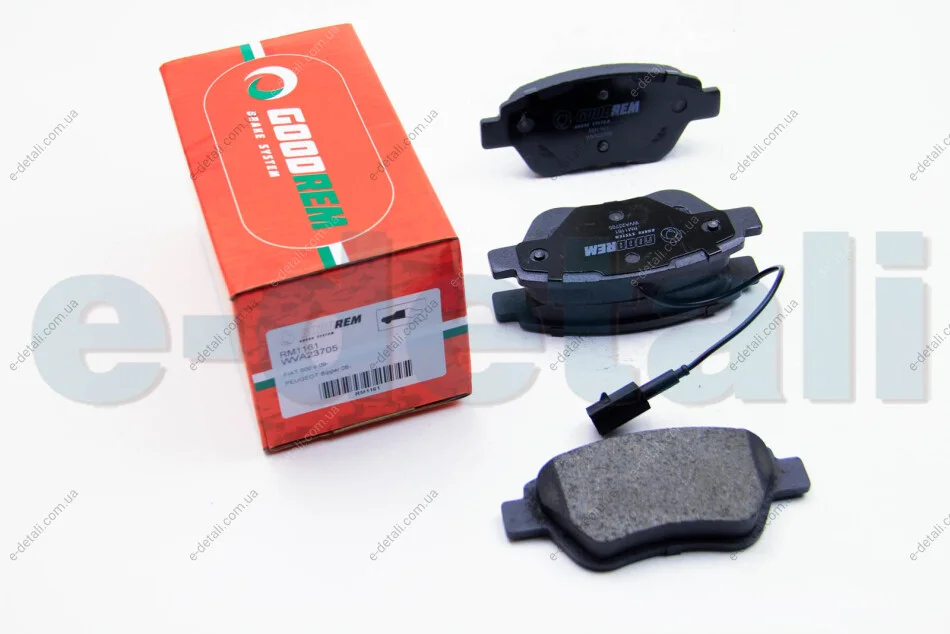 Тормозные колодки пер. Doblo 05-10 (грузовой)(123x53.3x18)(с датчиком) GOODREM RM1161 (фото 1)