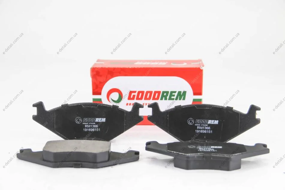 Тормозные колодки пер. Caddy/Cordoba/Golf/Ibiza/Jetta (81-03) GOODREM RM1366 (фото 1)