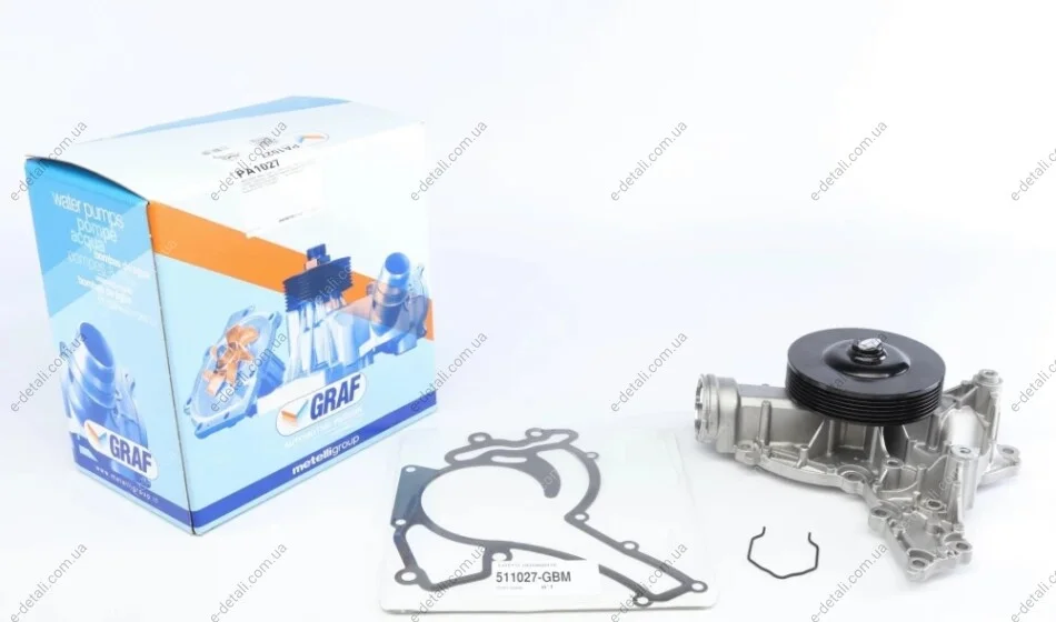 Помпа води MB W203/W204/W211/W212/W164/W251/W221 2.5/3.0/3.5 05-15 (R/B)(5 лоп)(6 кан)(h шківа=24мм) GRAF PA1027 (фото 1)