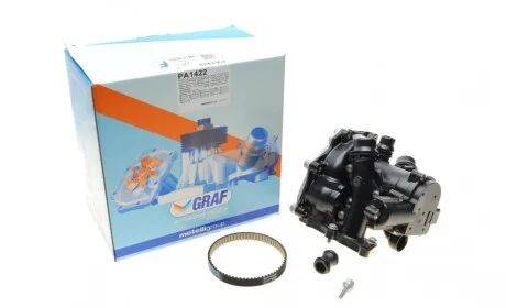 Помпа води Audi/Seat/Skoda/VW 1.8-2.0TSI/TFSI 12- (29z) (B/B) (5л) (з корпусом і термостатом) GRAF PA1422