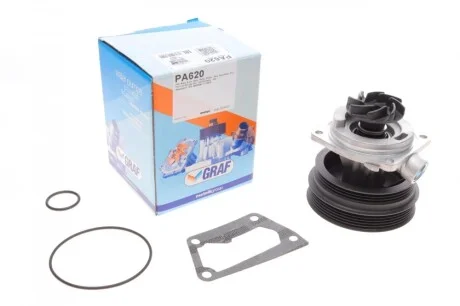 Помпа воды Fiat Doblo/Palio/Stilo/Bravo 1.6 16V 95-11 (R/B) (8 лоп.) (8 кан.) GRAF PA620