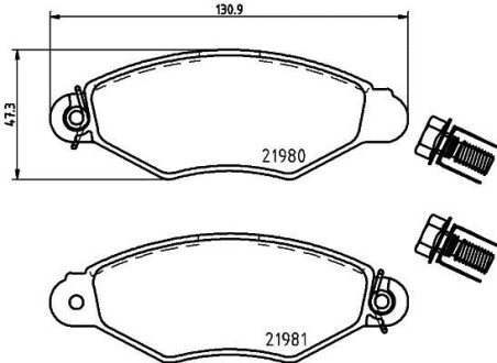 Тормозные колодки пер. Kangoo 97-08 (Bosch) HELLA 8DB355019-311