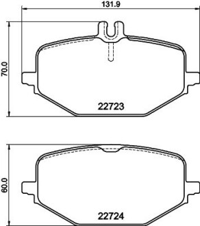 Комплект гальмівних накладок, дискове гальмо HELLA 8DB355040691