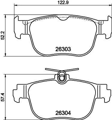 Комплект гальмівних накладок, дискове гальмо HELLA 8DB355040981 (фото 1)