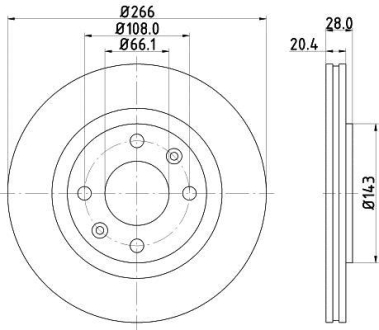Citroen диск гальмівний передн. Berlingo 96-02 HELLA 8DD 355 102-051 (фото 1)