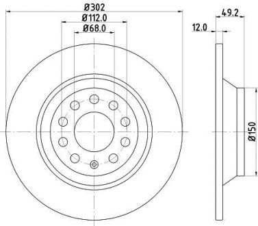 VW Диск тормозной задний AUDI A6 2.0i 2.4i 2.7TDI 2.8FSI 3.0i 05- (302*11.7) HELLA 8DD 355 111-181