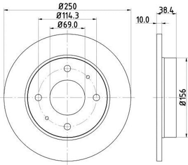 PRO MITSUBISHI Гальмівний диск задн. COLT CZC VI 1.5 06, COLT VI 1.1, 1.3, 1.5 04-, SMART HELLA 8DD 355 111-531