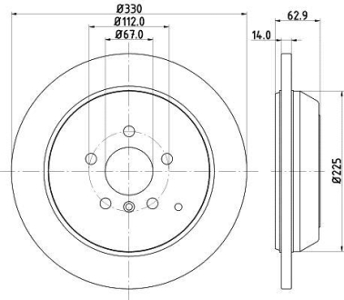 PRO DB Гальмівний диск заднії W164, W251 HELLA 8DD 355 113-211 (фото 1)