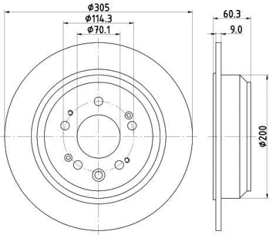Тормозной диск зад. Accord VIII 08- 2.0-2.4 305mm HELLA 8DD355116-111