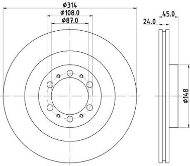 PRO MITSUBISHI Гальмівний диск передн. L200, PAJERO SPORT I HELLA 8DD 355 118-741 (фото 1)