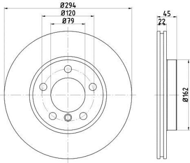 BMW диск гальм. передній MINI 1,6-2,0 10- HELLA 8DD 355 122-931