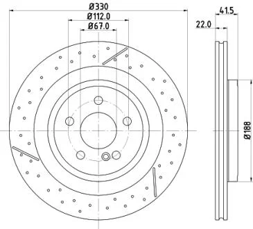 PRO HIGH CARBON DB Гальмівний диск W176, C117, X156, R172 HELLA 8DD 355 126-441