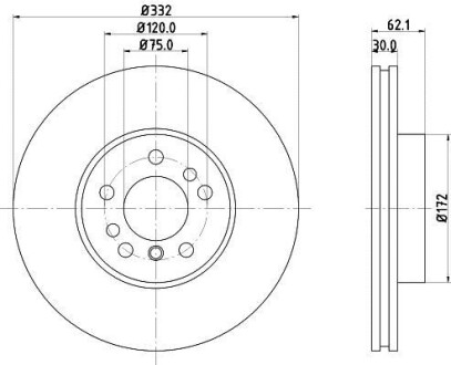 PRO HIGH CARBON BMW Гальмівний диск передн. X5 (E53) HELLA 8DD 355 127-631