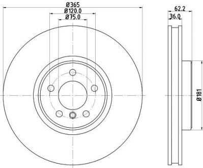 PRO HIGH CARBON BMW Диск гальм. передній X5 E70, X6 E71 HELLA 8DD 355 129-311