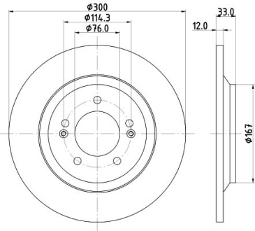 PRO HYUNDAI Гальмівний диск задн. i30 17- HELLA 8DD 355 131-381