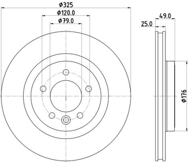 PRO LAND ROVER Гальмівний диск задн. DISCOVERY V, RANGE ROVER IV, RANGE ROVER SPORT II HELLA 8DD 355 132-571