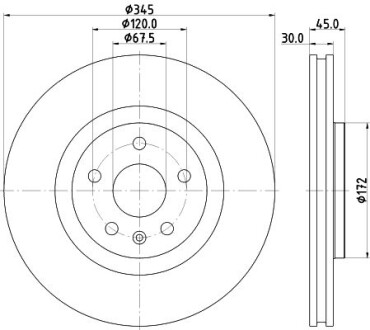 PRO HIGH CARBON OPEL Гальмівний диск передн. INSIGNIA 17- HELLA 8DD 355 132-621