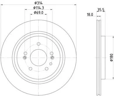 PRO HYUNDAI Гальмівний диск задн. SANTA FE IV 2.0, 2.4 18-, PALISADE HELLA 8DD 355 135-221