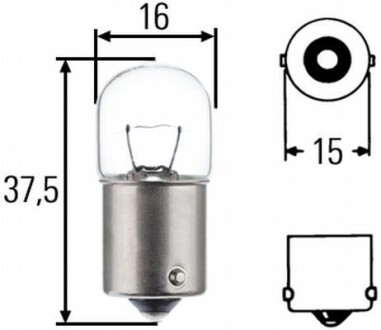 Автолампа Behr Standard R5W BA15s 5 W прозрачная HELLA 8GA002071351