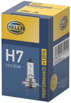 Лампа накаливания PERFORMANCE+120% H7 12V 55W PX26d HELLA 8GH223498031