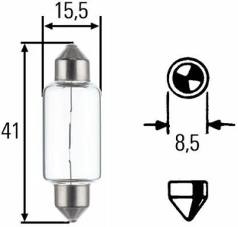Лампа розжарювання 12V 15W SV 8,58 HELLA 8GM002091141
