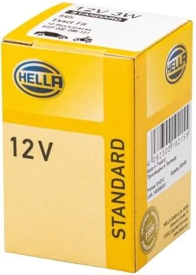 H 12V 3W Лампа розжарювання STANDARD HELLA 8GP 002 068-131 (фото 1)