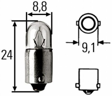 H 12V 3W Лампа розжарювання STANDARD HELLA 8GP 002 068-131