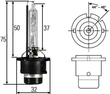 D2S 24V/12V 35W Лампа XENON 5000 K HELLA 8GS 007 949-251