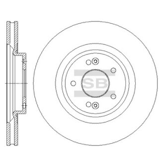 Диск тормозной (кратно 2) передний (вентилируемый) Santa Fe II (13-) (D=320.0mm) Hi-Q (SANGSIN) SD1091