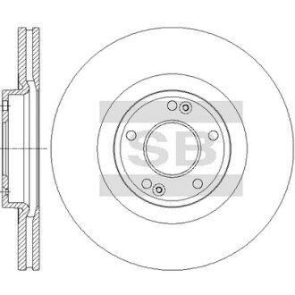 Диск тормозной (кратно 2) передний (вентилируемый) Hyundai Santa Fe SM (10-) (D= Hi-Q (SANGSIN) SD1154