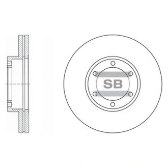 Диск гальмівний (кратно 2) передній (вентильований) Kia Pregio (-05) (D=257.8mm) HI-Q Hi-Q (SANGSIN) SD2027