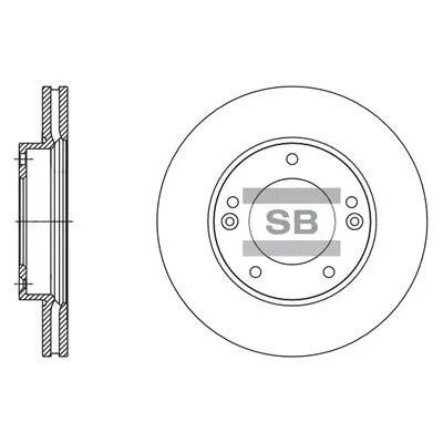 Диск тормозной (кратно 2) передний (вентилируемый) Kia Sorento (02-) (D=302.0mm) Hi-Q (SANGSIN) SD2067 (фото 1)