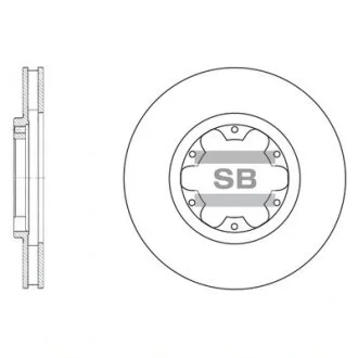 Диск гальмівний (кратно 2) передній (вентильований) Nissan Navara D22 (03-) (D=282.7mm)  HI-Q Hi-Q (SANGSIN) SD4214