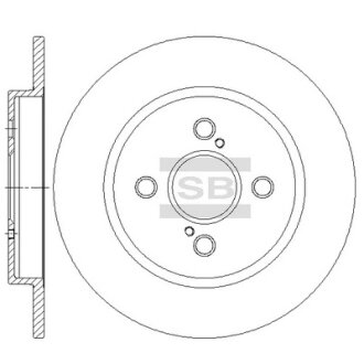 Диск гальмівний (кратно 2) задній Toyota Yaris (05-) (D=259.0mm) HI-Q Hi-Q (SANGSIN) SD4695
