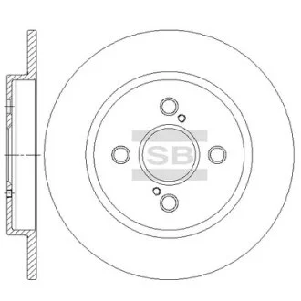 Диск гальмівний (кратно 2) задній Toyota Yaris (05-) (D=259.0mm) HI-Q Hi-Q (SANGSIN) SD4695