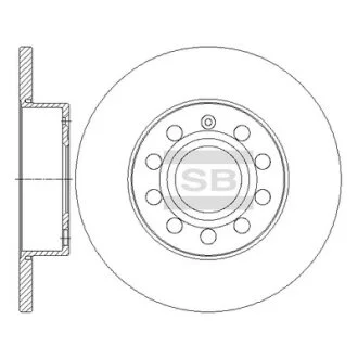 Диск гальмівний (кратно 2) задній Audi A3 (06-) (D=259.8mm) HI-Q Hi-Q (SANGSIN) SD5407