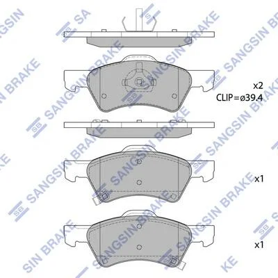 Колодки тормозные передние Chrysler Voyager (-03), Dodge Caravan (-07) Hi-Q (SANGSIN) SP1440 (фото 1)