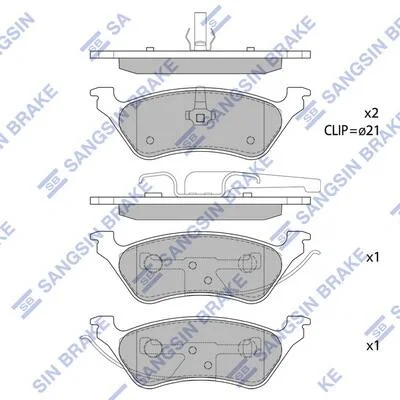Колодки тормозные задние (дисковые) Dodge Caravan (-07) Hi-Q (SANGSIN) SP1441 (фото 1)